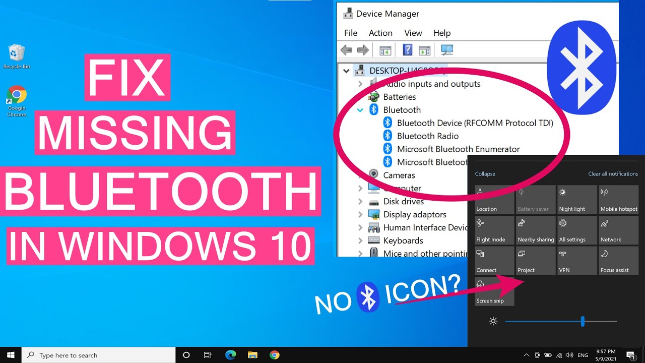 Fix Bluetooth Missing From Windows 10 ON OFF Button Not Showing