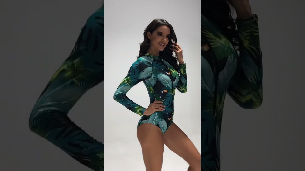 Printed surfing suit for women | UV protection rash guard bathing suit