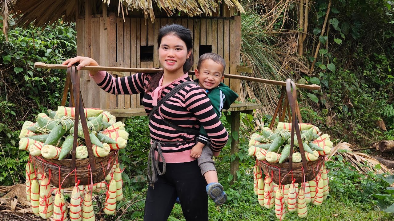 Harvesting Corn and Make Corn cakes to sell at the market - Trieu Thi Thuy.