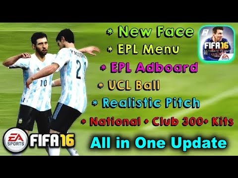 FIFA 16 Mobile | All in One Data | New Face, Ball, Pitch, EPL Ui & Adboard, National Club 300+ Kits