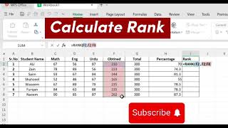 How to find student ranks using rank function in excel ❓🤔