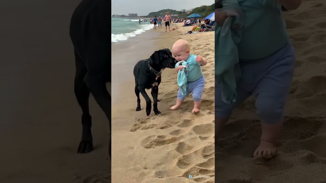 Dog Guardian Saves Baby From Big Wave