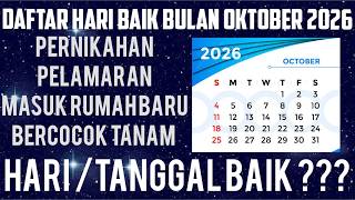 DAFTAR HARI BAIK BULAN  OKTOBER 2026 -LENGKAP AKURAT
