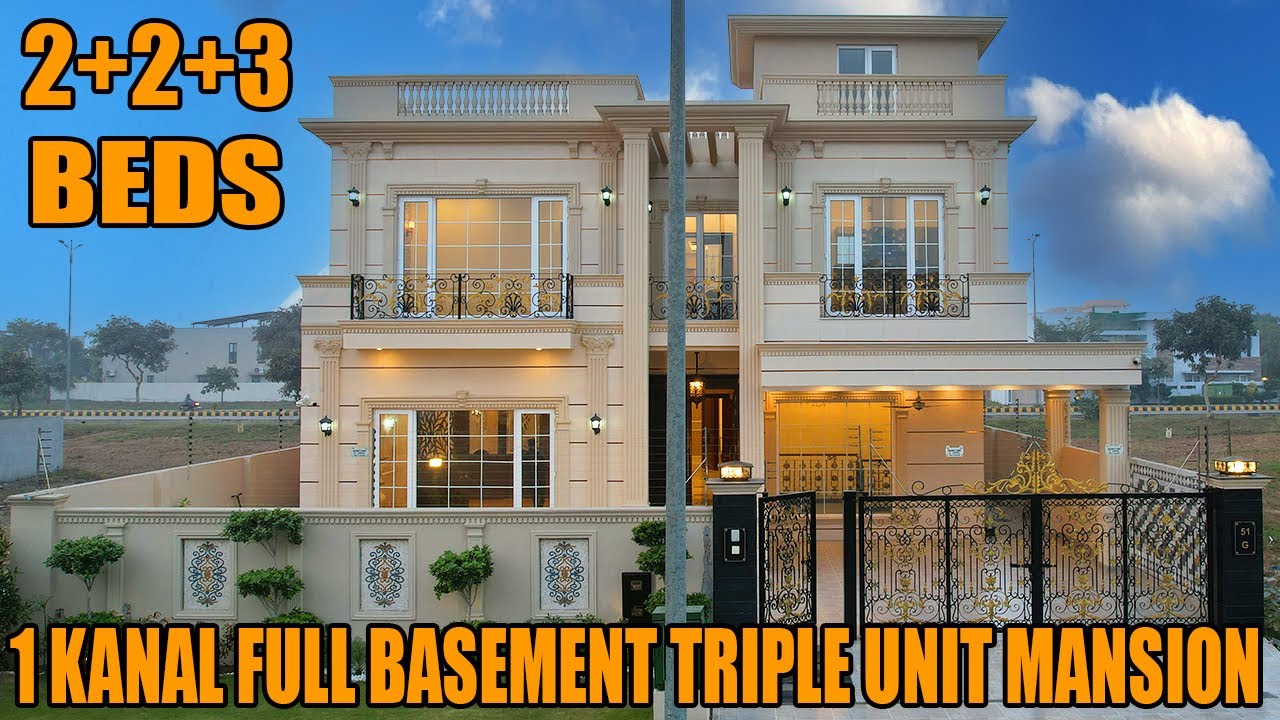 1 kanal Full Basement 7BHK (50X90) Victorian Designer House triple unit ...