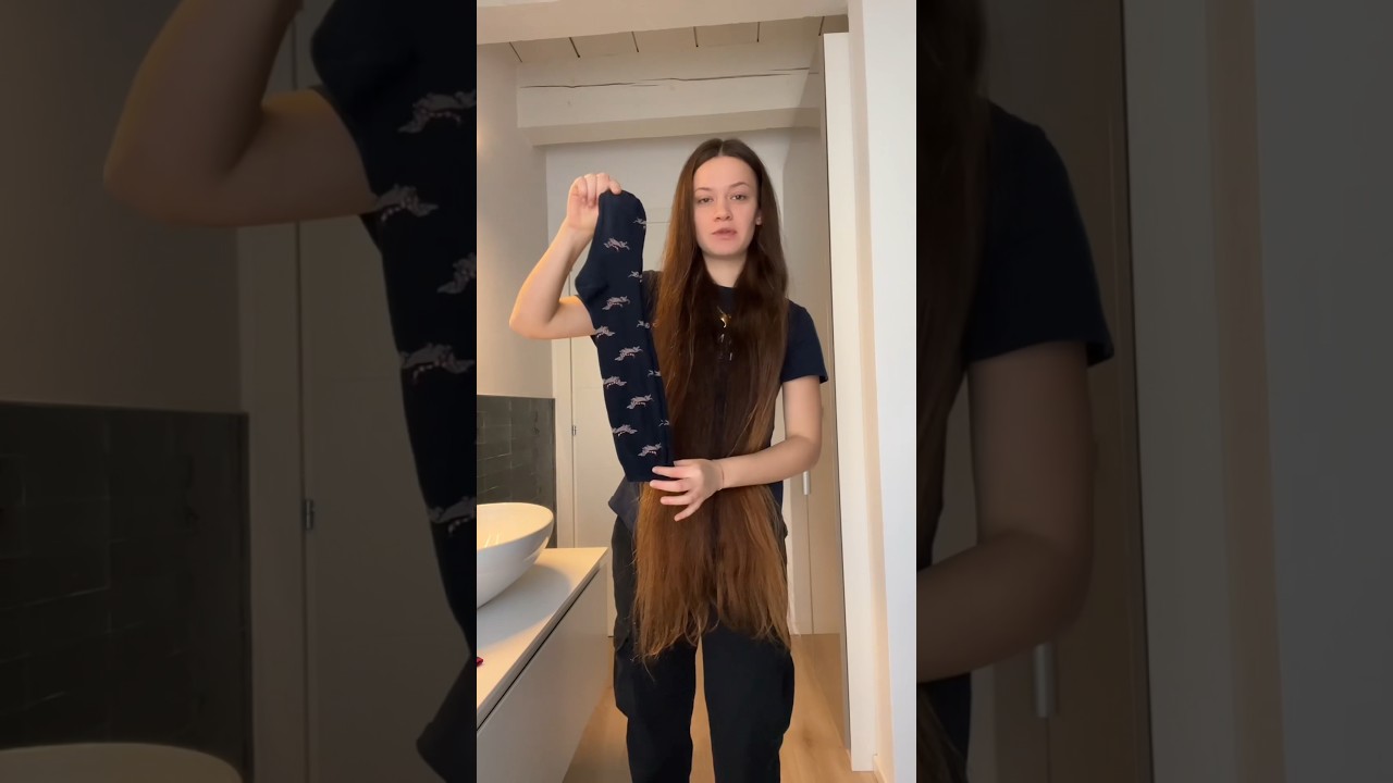 trying a blowout on my 4 feet of hair with socks ottavia.devivo