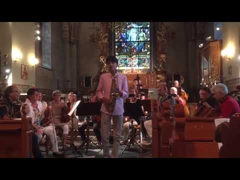 Noah Hofvander 14, plays Nuits Blanches by Alain Crepin for Alto Saxophone, strings and piano