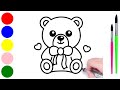 How to Paint a Teddy Bear 🧸 Step by Step for Kids| Painting | Drawing | Coloring | Toddler's
