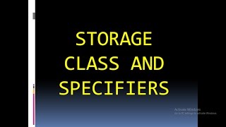 C  STORAGE CLASS AND SPECIFIER TUTORIAL FR STUDENTS |CHAPTER -9