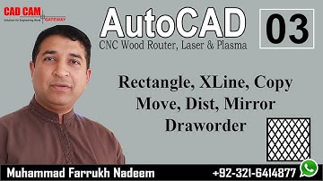 Rec, Xline, Copy, Move, Dist, Draw, Mirror