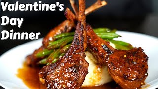 Full Valentine's Day Dinner From Start To Finish! | Glazed Lamb Chops Recipes #MrMakeItHappen