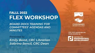2022 CRC FLEX: Board Docs Training for Committees' Agendas and Minutes