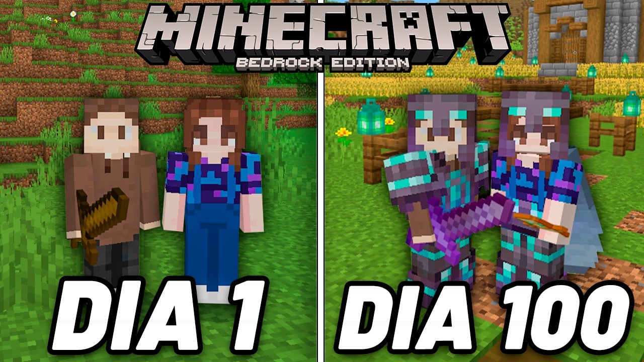 SOBREVIVI 100 DIAS com MINHA ESPOSA no Minecraft Bedrock Survival - ft. @jeniane