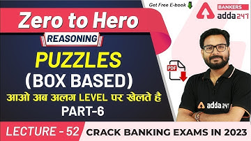 Puzzles | Box Based Puzzle (P-6) | Reasoning | Adda247 Banking Classes | Lec #47