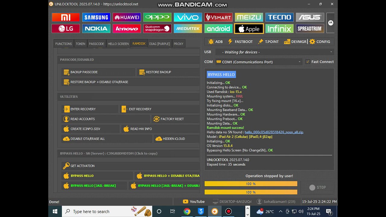iPad air 2 iCloud Bypass IOS 15.8.4 Unlock Tool 2025