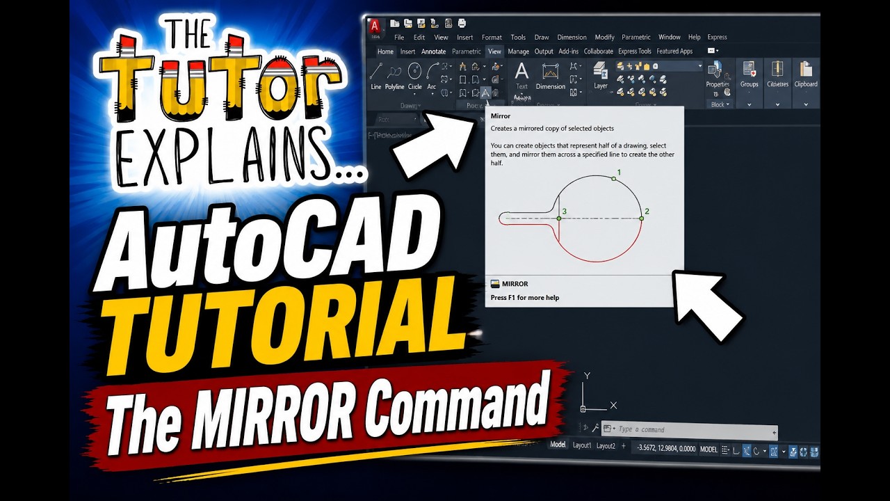 Mirror Command Image How to Use the MIRROR Command in AutoCAD | Beginner Tutorial - YouTube