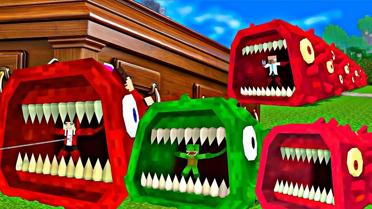 📹 JJ and Mikey TRAIN EATER - Maizen Minecraft | Coffin Dance Song (COVER) 😆👈