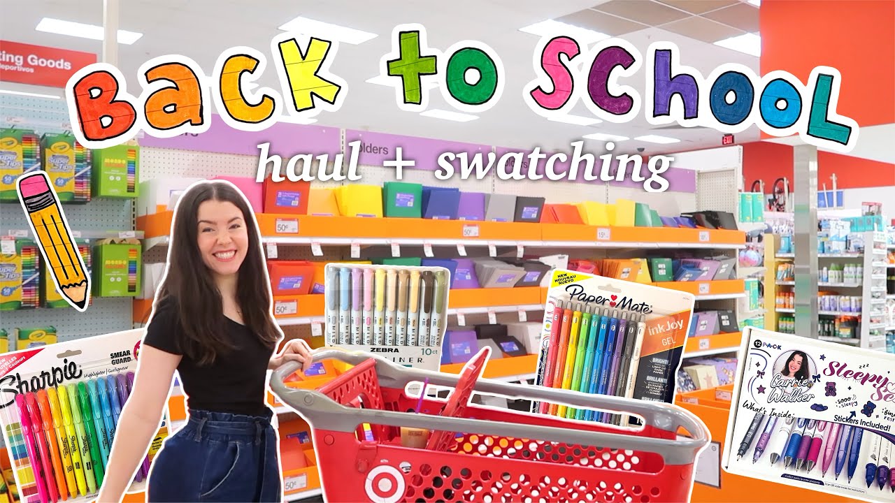 SCHOOL SUPPLIES SHOPPING!!🍎📚✨ (even though I'm not going back to school) haul + swatches