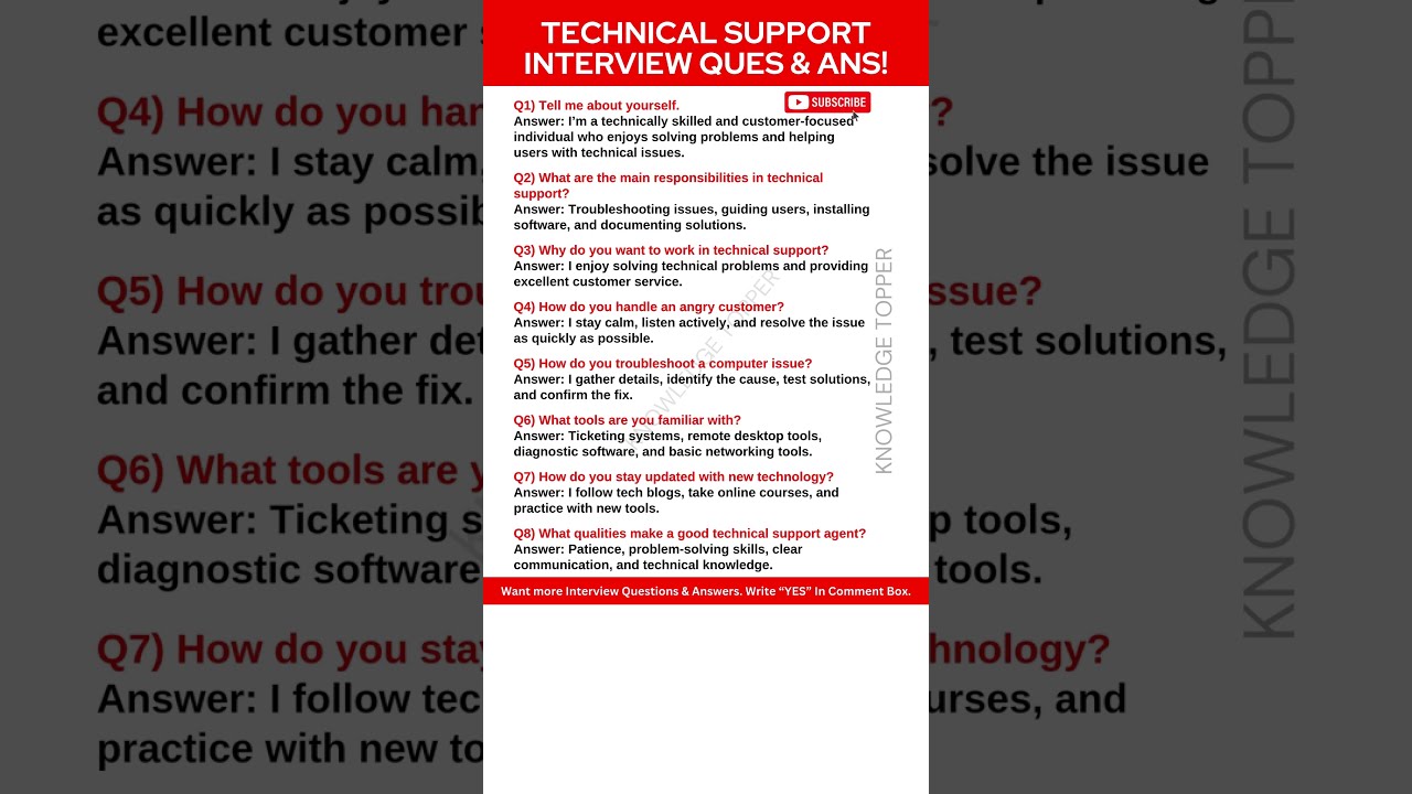 Technical Support Interview Questions And Answers Tech