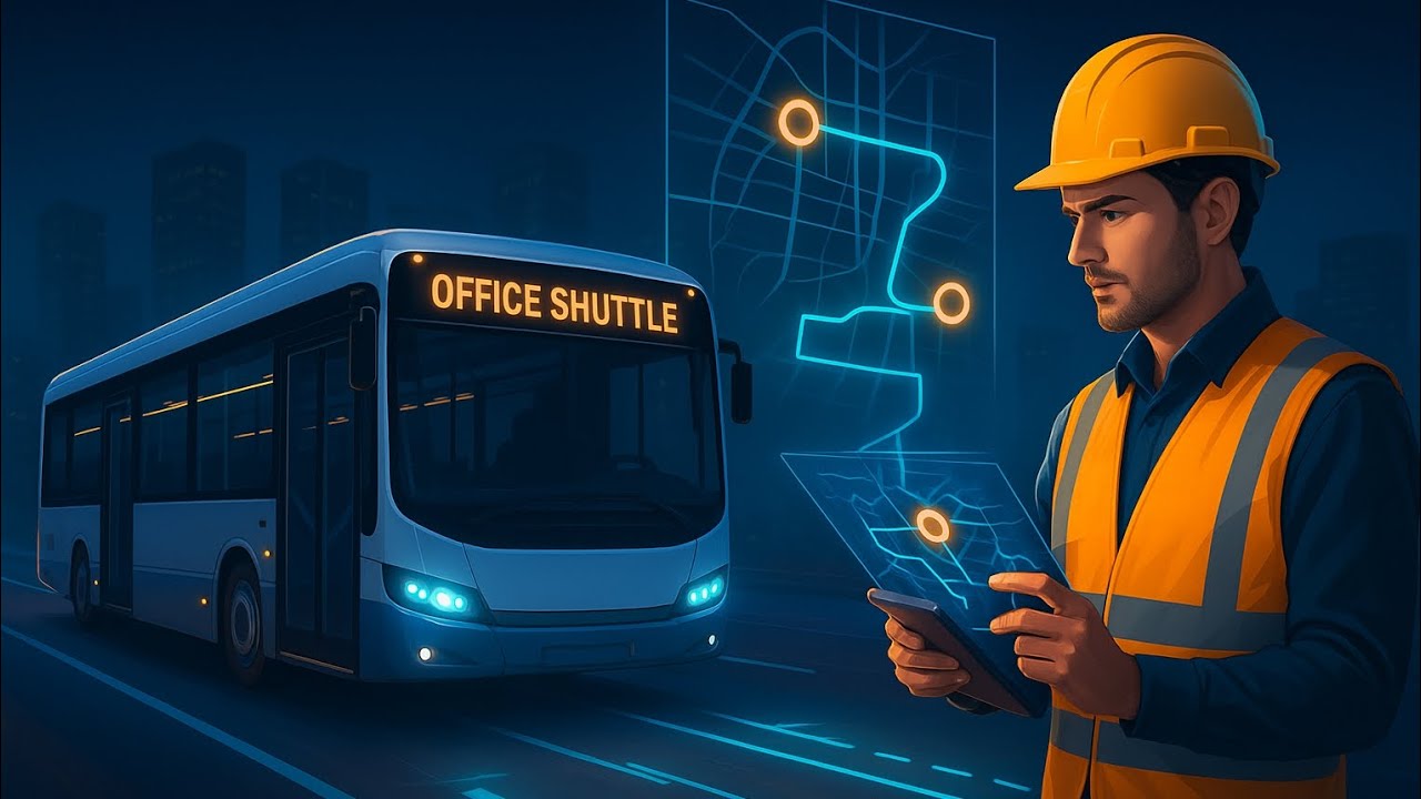 Office Shuttle Bus Route | Employee Pickup–Drop | Full Ride Experience 🚍