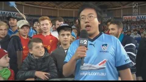 Liverpool vs Sydney Half-time interview. and Aaron do the worst stunt ever cringe