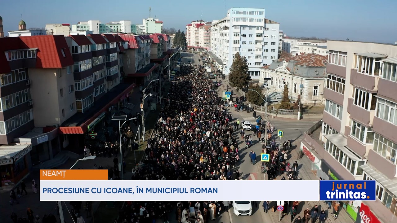 Procesiune cu icoane, în municipiul Roman