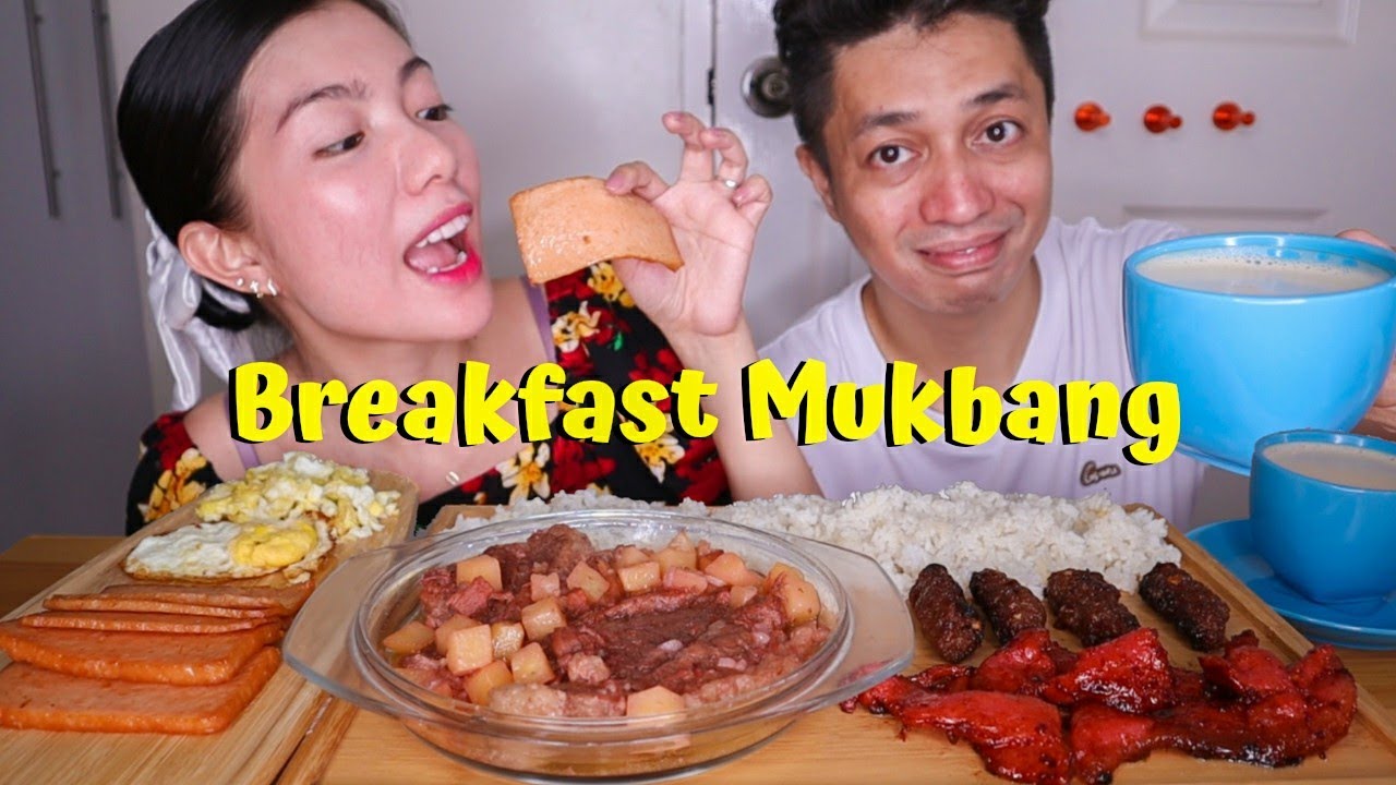 Breakfast Mukbang - HomeMade CornedBeef, Longganisa, Tocino, Maling, Egg