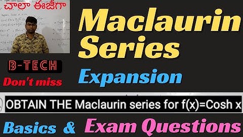 Maclaurin series |BTECH|Maclaurin series for f(x)=cosh x| #btechmaths #btech #Maclaurin