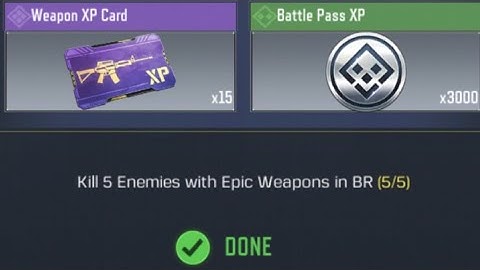 Call Of Duty Mobile Kill 5 Enemies with Epic Weapons in BR Task Complete