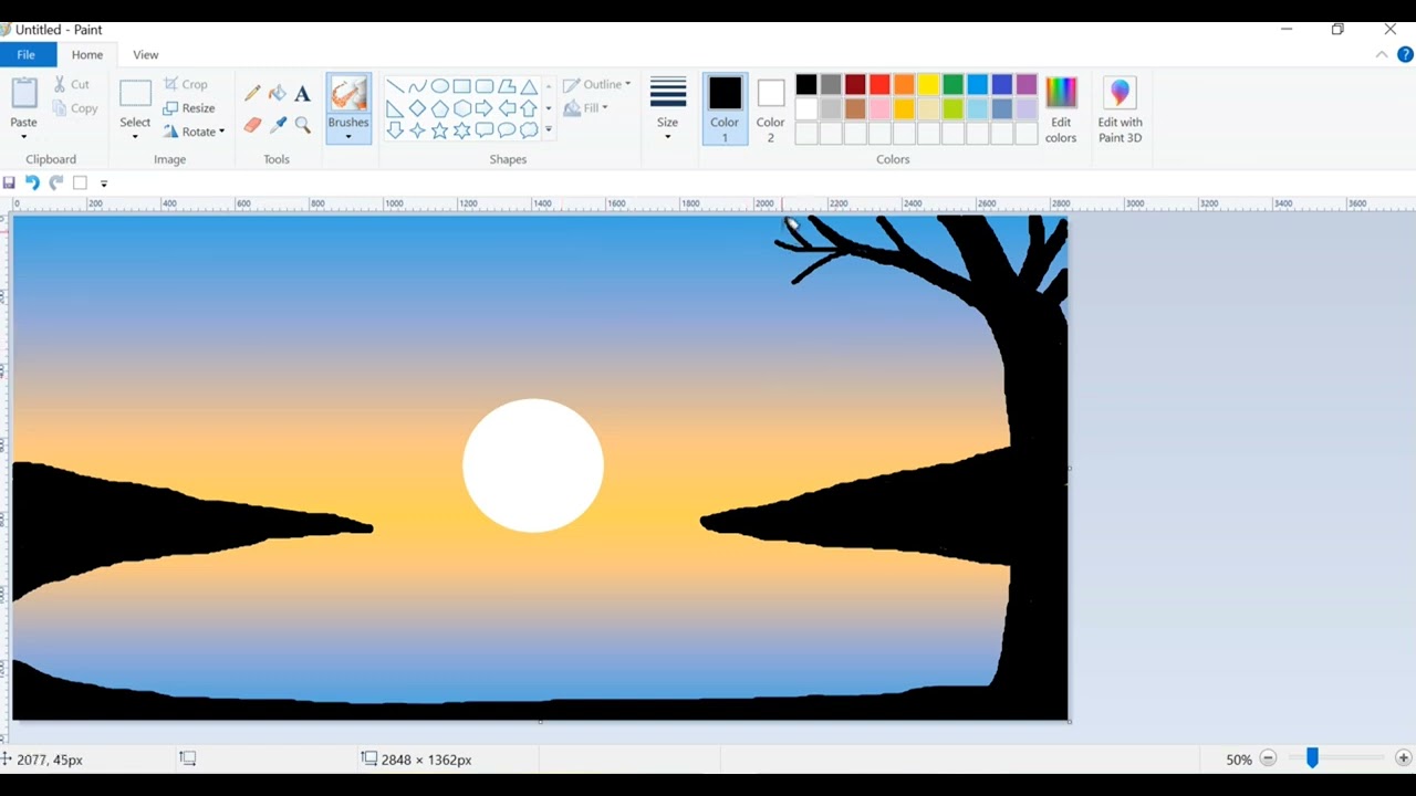 Beautiful scenery of landspace ll computer painting ll ms paint Design ll computer arts ll painting 