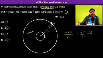 An electron is moving around the nucleus of a hydrogen atom in a circular orbit of radius r . The