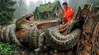 UNBELIEVABLE RESCUE!. GIANT Python Was Lurking Under Tree, Waiting To Attack The Man.