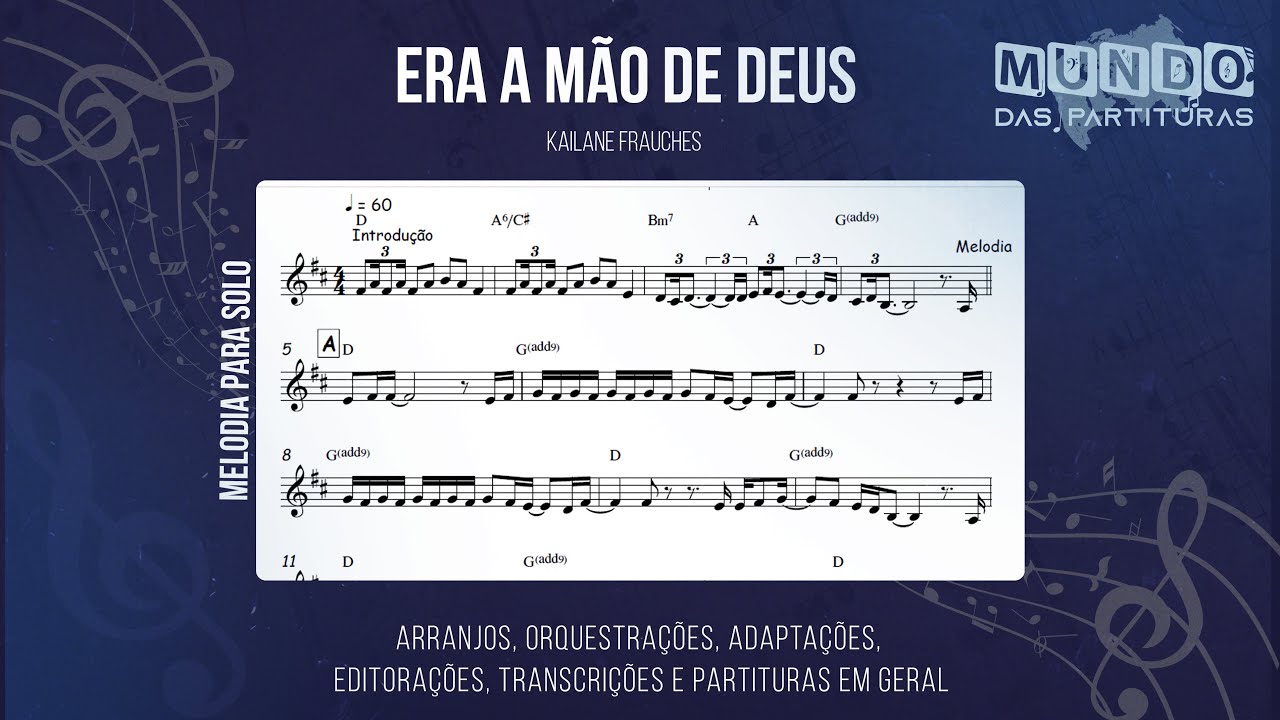 Era a Mão de Deus - Kailane Frauches 🎺Partitura Trompete, Trombone ...