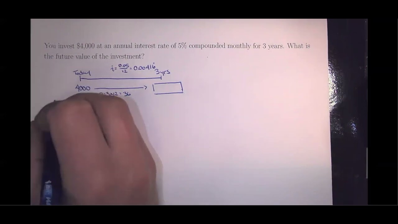 CI: You invest $4,000 at 5% cpd monthly for 3 years.  What is the FV of the investment? Lec1101