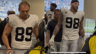 BOWERS, CROSBY LEAVE FIELD AFTER RAIDERS LOSE TO CHARGERS AT SO-FI, GENO LEAVES W/ HERBERT JERSEY