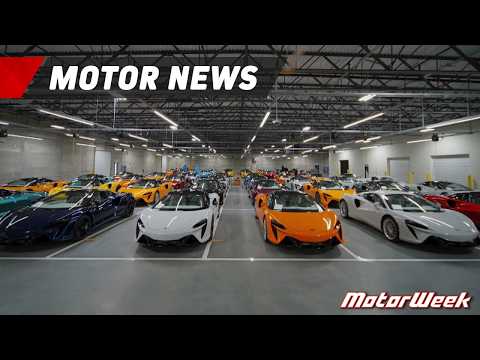 Car Show, Car Dealership, Indoors. Text: MOTOR NEWS MotorWeek