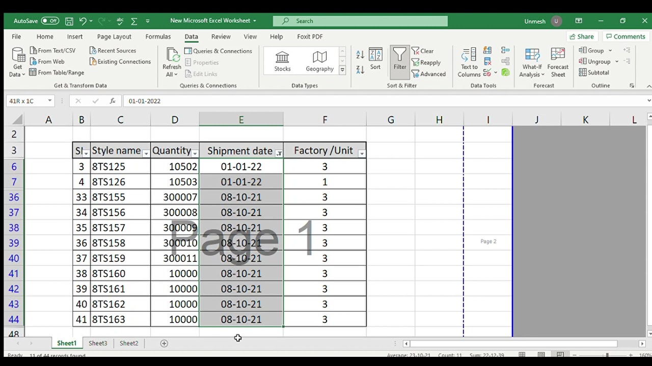 Excel table making with data for Merchandising YouTube