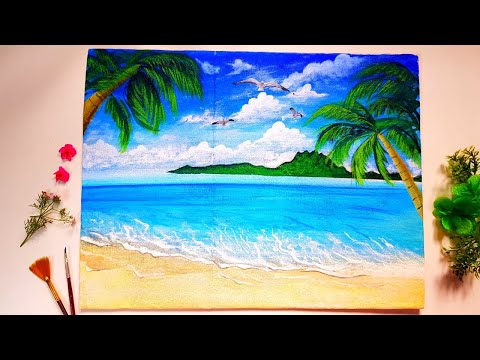 photo Easy Beach Painting easy beach painting acrylic seascape painting tutorial for beginners oceanpainting funart