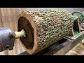 Amazing craft woodturning products  black acacia wood on wood lathe