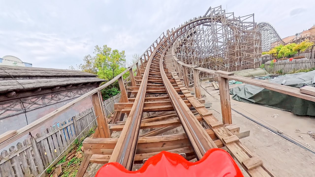 WOODEN COASTER CORKSCREW - Jungle Trailblazer POV at Fantawild