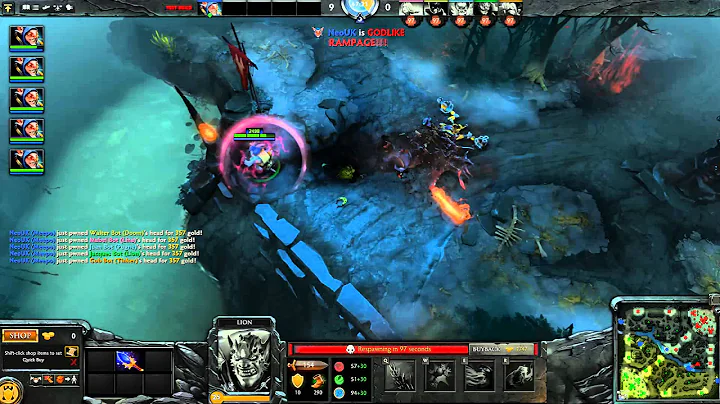 DOTA 2: Lion Finger Of Death Lotus Orb team wipe