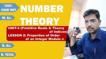 Number Theory Unit-4 Lesson-2: Properties of Order of an Integer Modulo n