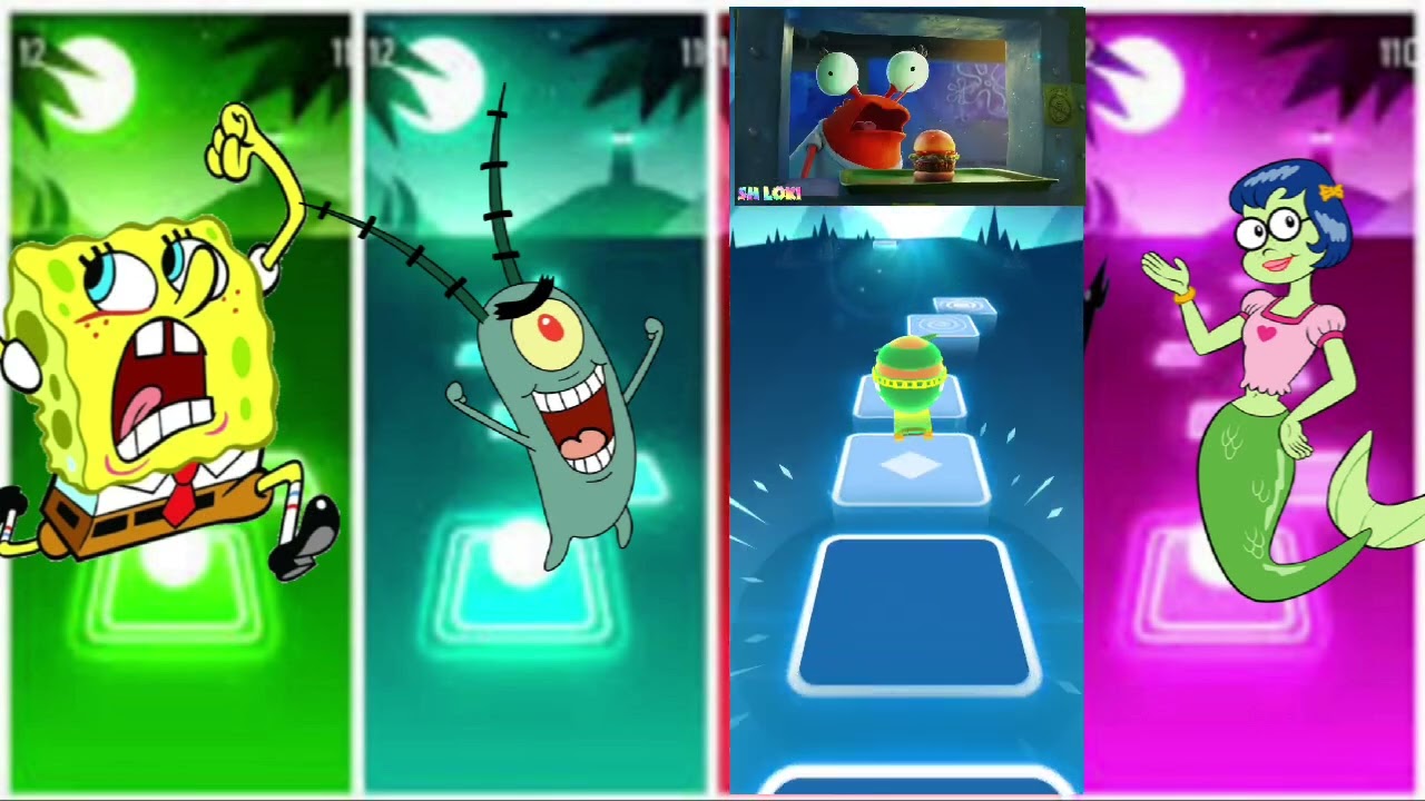 SpongeBob vs plankton vs patric star ⭐ Sandy cheeks Edm rush tiles hop 
