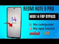 Redmi note 9 pro frp bypass,miui 14 frp bypass