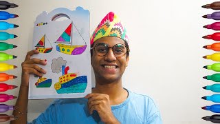 Kids Big Boat Coloring - Coloring A Big Friendly Fish | Teach Drawing For Kids Coloring Videos
