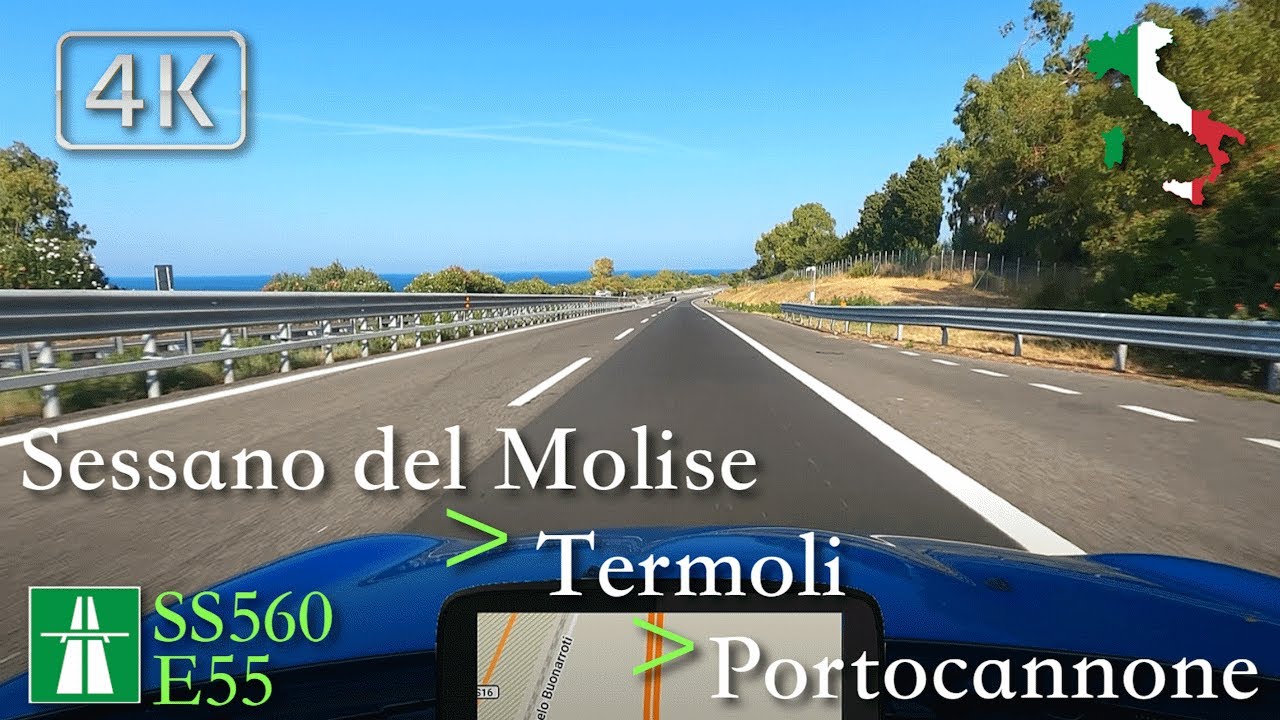 ASMR Highway Drive (Molise), Italy [E55 | Sessano del Molise ⩾ Termoli ⩾ Portocannone] ⛅