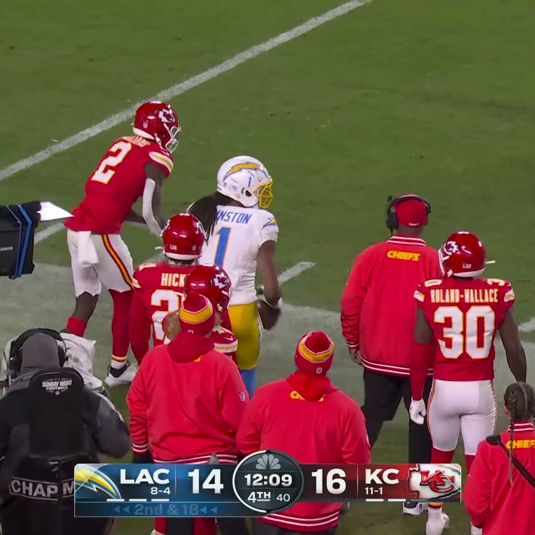 Quentin Johnston catches for a 20-yard Gain vs. Kansas City Chiefs