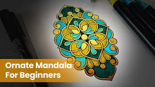How to Draw a ORNATE MANDALA (Step by Step Colorful Ornate Mandala Tutorial)