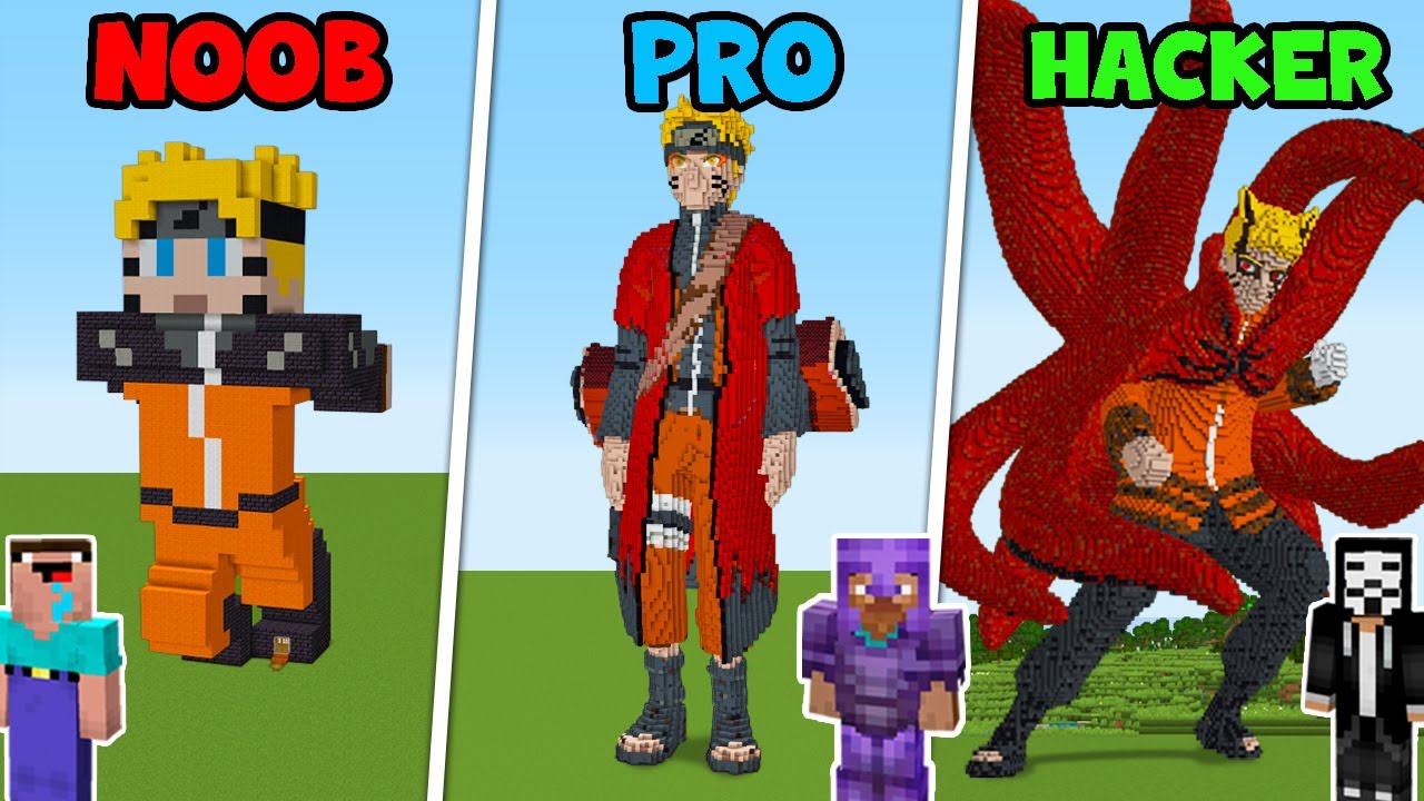 Minecraft STATUE NARUTO HOUSE BUILD CHALLENGE NOOB vs PRO vs HACKER / Animation YouTube