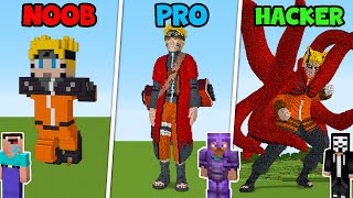 Minecraft STATUE NARUTO HOUSE BUILD CHALLENGE : NOOB vs PRO vs HACKER / Animation screenshot 3