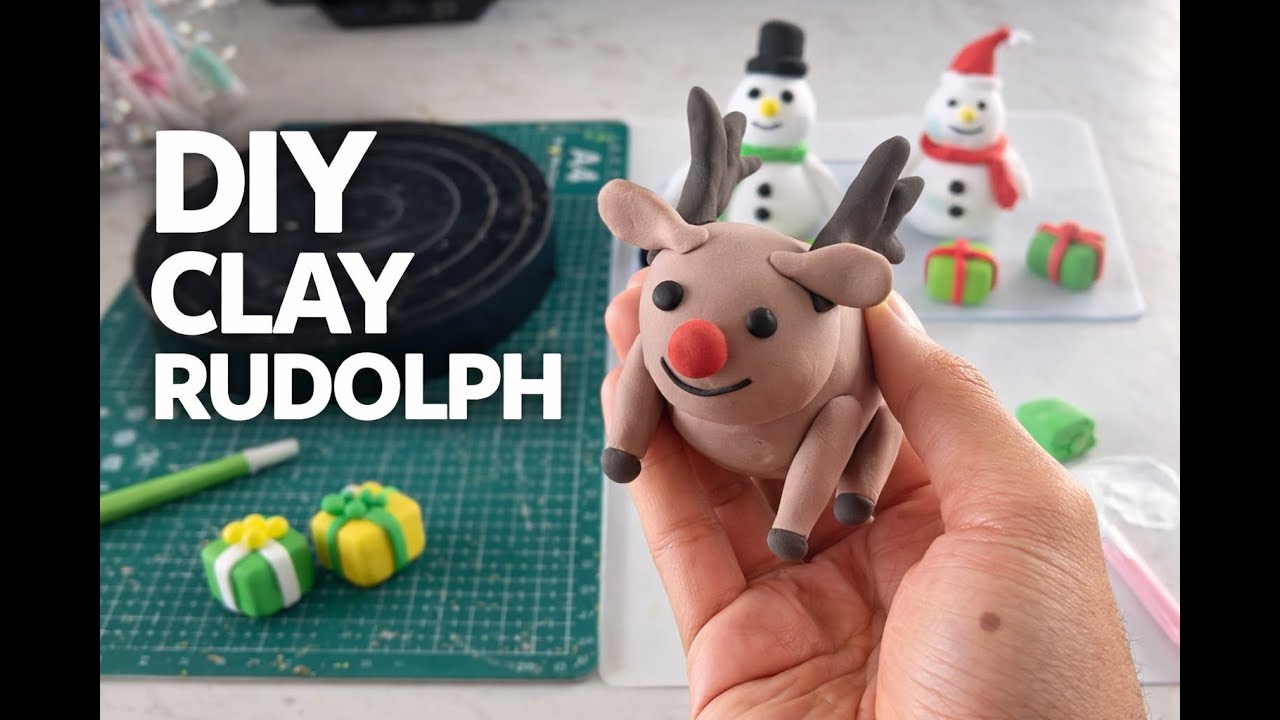 DIY modeling clay: Rudolph / Reindeer | super air dry clay | easy clay animal miniature DIY Craft